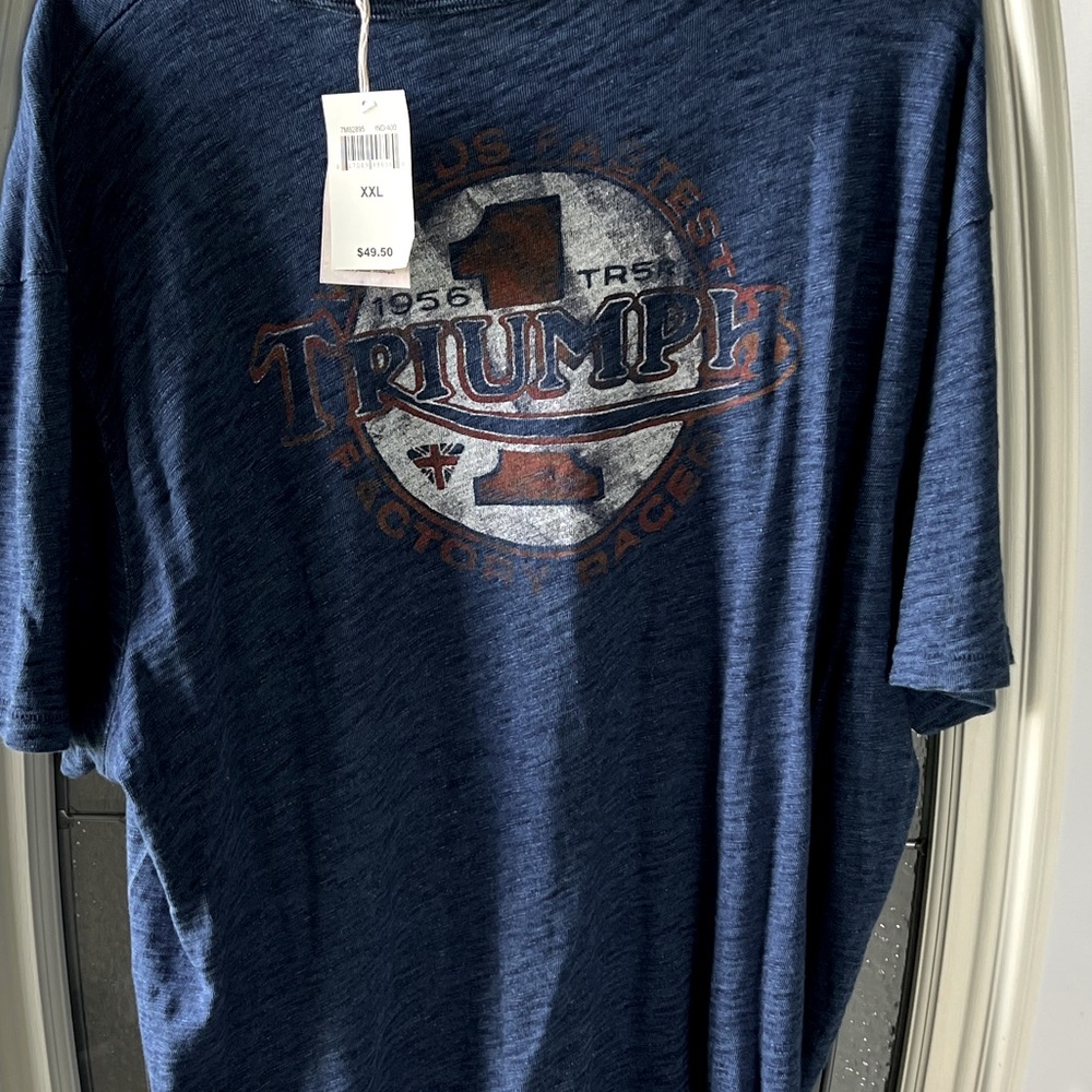 New Mens XXL Triumph blue Motorcycle shirt